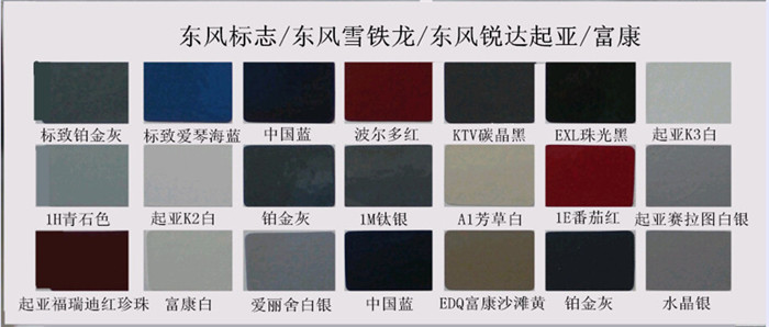 東風標誌、東風雪鐵龍、東風悅達起亞、富康草莓污污视频漆色卡